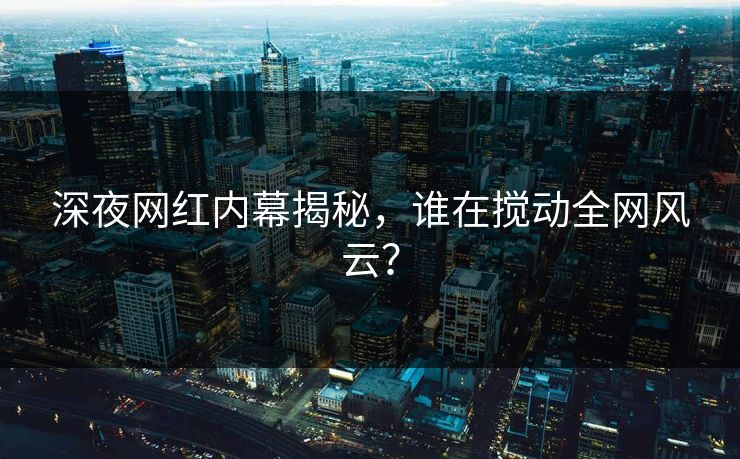 深夜网红内幕揭秘，谁在搅动全网风云？